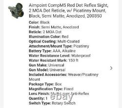 Aimpoint CompM5 Red Dot Reflex Sight, 2 MOA Dot Reticle, with Picatinny Mount