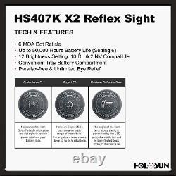 Brand New HOLOSUN HS407K X2 Red Dot Open Reflex Sight RMSc Mount FREE SHIPPING