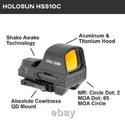 HOLOSUN HS510c 2 MOA Open Reflex Circle Dot Solar Power Red Sight with Cloth
