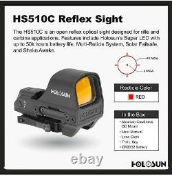 HOLOSUN Hs510c 2 MOA Open Reflex Circle Dot Solar Power Holographic Red Sight