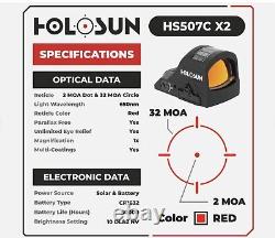 HOLOSUN Open Reflex Optical Red Green Dot Sight HS507C X2 FREE Shipping 2 MOA