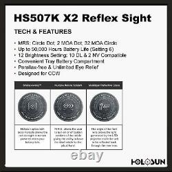 Holosun Circle Red Dot/Shake Awake/Compact HS507K Reticle 2MOA Dot 32 MOA Circle