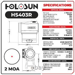 Holosun HS403R 2 MOA Red Dot Sight & 3X Magnifier HM3X with Battery & Cleaning Pen