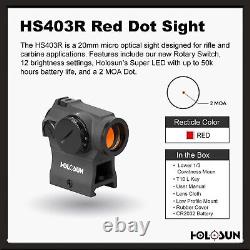 Holosun HS403R Red Dot Sight, 2 MOA Dot, Rotary Dial, CR2032 Battery