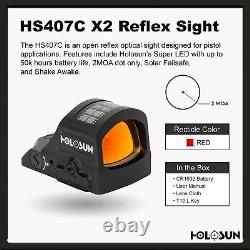 Holosun HS407C X2 Optical Red Dot Reflex Sight 2 MOA Dot Reticle