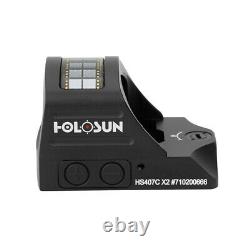 Holosun HS407C X2 Reflex Sight 1x 2 MOA Red Dot Reticle Battery & Solar