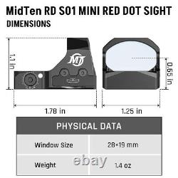 Mini RMR 3 MOA Reflex Red Dot Sight Shake Awake Optic Scope MOS & Picatinny Base