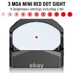 Mini RMR 3 MOA Reflex Red Dot Sight Shake Awake Optic Scope MOS & Picatinny Base