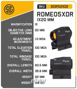 Sig Sauer ROMEO5 XDR 1X20MM 2 MOA Red Dot Sight with Leather Patch Hat Bundle
