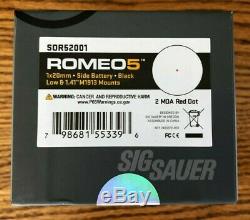 Sig Sauer Romeo 5 Compact Red Dot Sight 1x20mm 2 MOA Reticle SOR52001 FAST SHIP