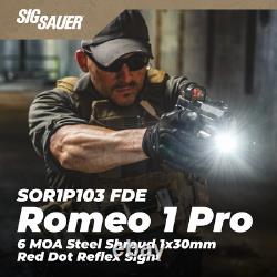 Sig Sauer SOR1P103 FDE Romeo1Pro 6 MOA Steel Shroud 1x30mm Red Dot Reflex Sight