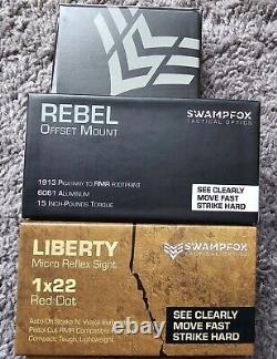 Swampfox 1x22 Liberty Red Dot 3MOA + Ironsides Shroud & Rebel Offset Bundle