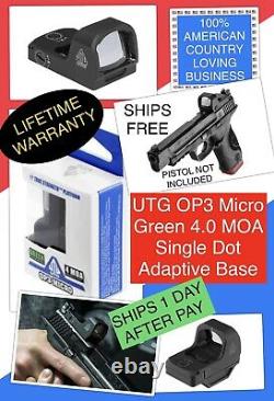 UTG OP-RDM20G OP3 Micro Green 4.0 MOA Single Dot Adaptive Base Red