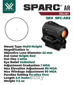 Vortex Optics SPARC Red Dot Sight Gen II 2 MOA Dot with Wearable4U Bundle